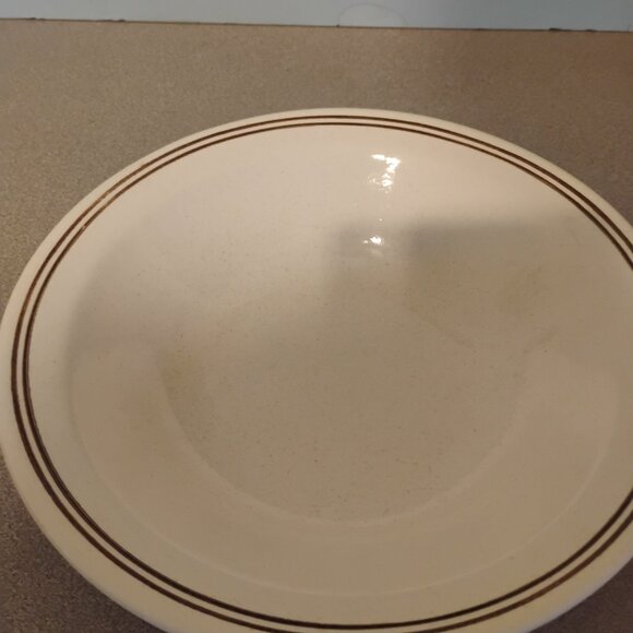 Mt Clemens Pottery Serving Bowl Brown Band Rim - Picture 2 of 4